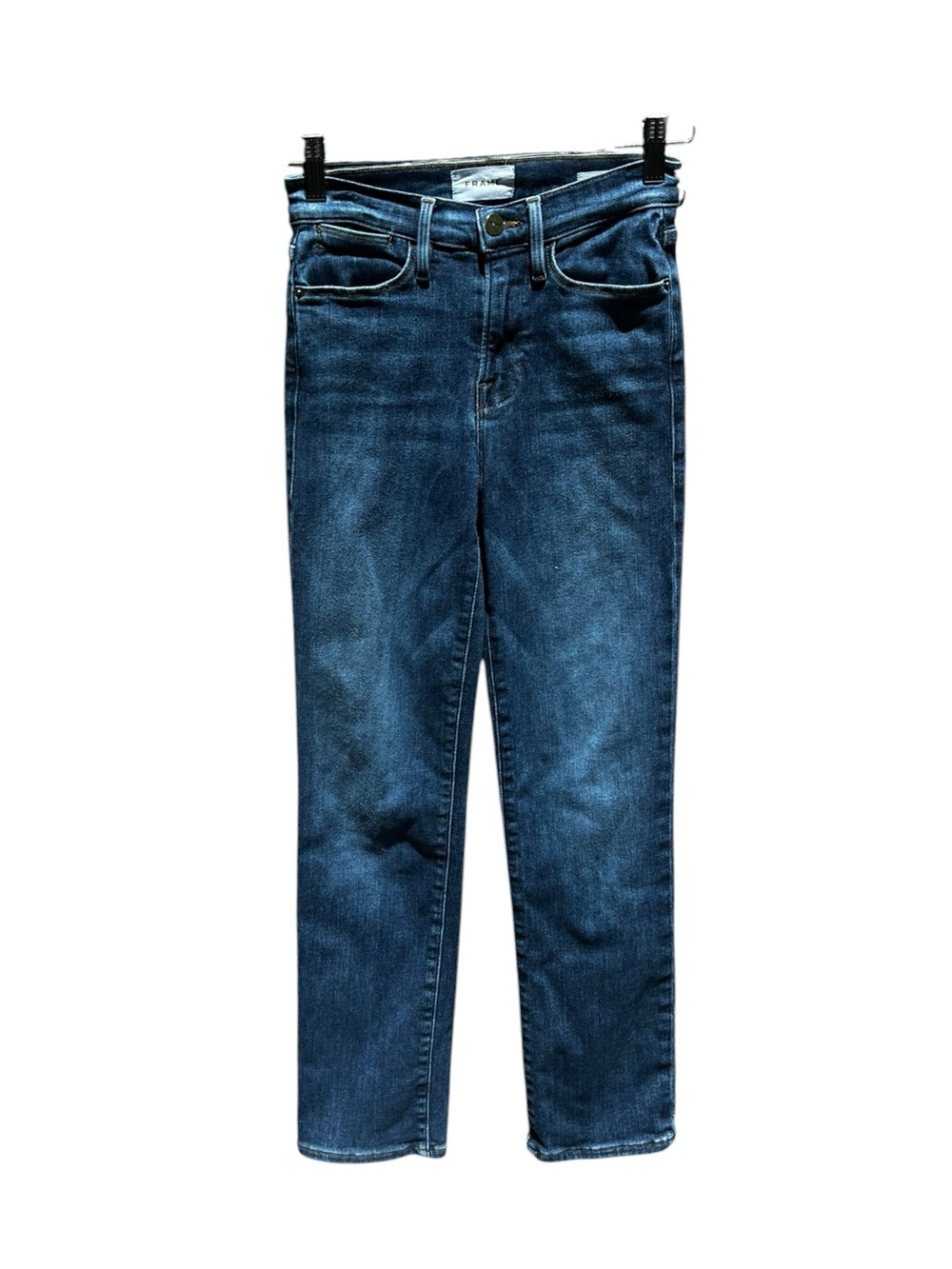 🌻 FRAME Stevie High Rise Straight Leg Jeans Dark Blue Wash Stretch Denim sz 24